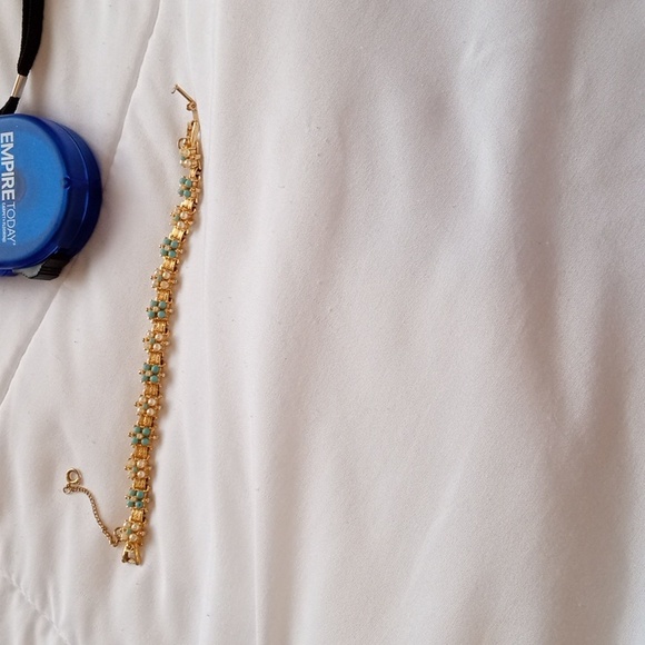 Vintage gold pearl, blue pearl, bracelet - Picture 7 of 8